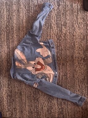 Forever 21 Blue Looney Tunes Cropped Denim Jacket